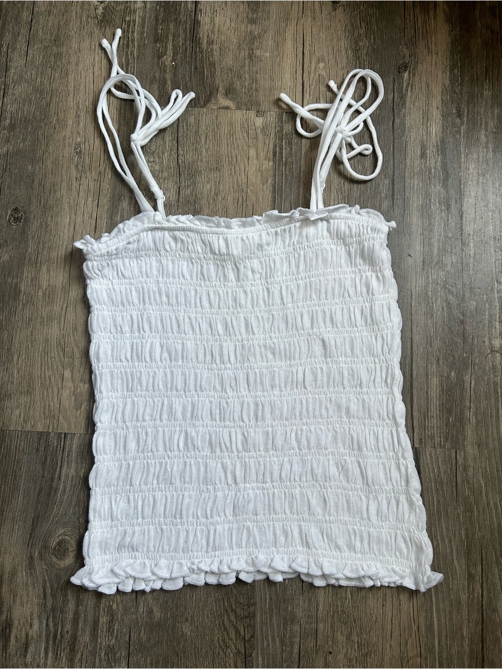 Aerie White Smocked Tie-Shoulder Camisole | NWOT | Size: S